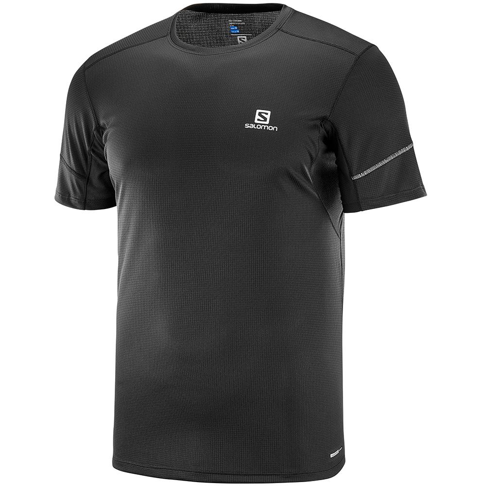 Camisetas Salomon Hombre Negras - Salomon Argentina AGILE SS M,987356-CBZ